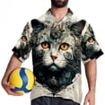 thumbnail image 4 of Retro Cat Men's Casual Short Sleeve Button Down Shirts - Printed Summer Beach Tops for Men and Women, 4 of 6
