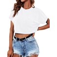thumbnail image 5 of Sherrylily Women Crop Top Casual Crewneck T-Shirts Loose Fashion Tee with Pockets S-2XL, 5 of 7