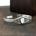thumbnail image 4 of 925 Silver Plated Natural Moonstone Cuff Bangle Bracelet for Women – Handmade Open Bangle – White Gemstone June Birthstone Statement Jewelry – Gift for Her, 4 of 6