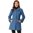 thumbnail image 1 of Abrigo de Invierno Allegra K con Botón Delantero y cuello Peter Pan Para Mujer Azul Marino S, 1 of 6