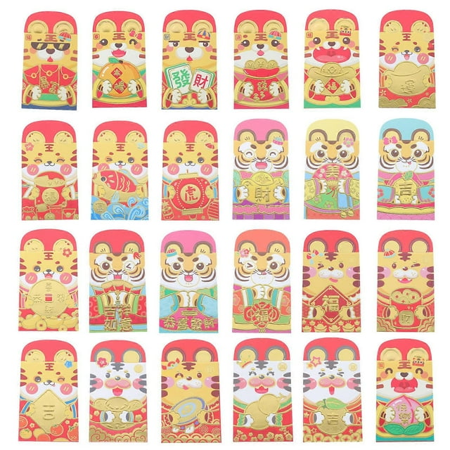 Year Of The Tiger Red Envelopes 48Pcs Creative Design Gift Giving Ideal For Friends And Family During Spring Festival