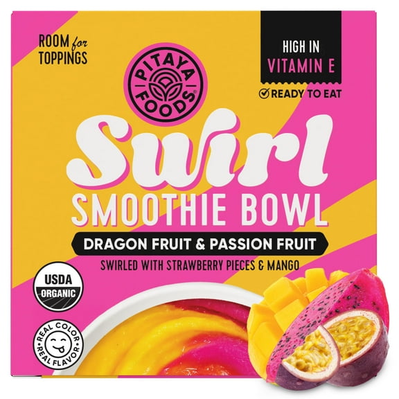 Pitaya Foods Passion Fruit and Dragon Fruit Swirl Smoothie Bowl, 8 fl oz