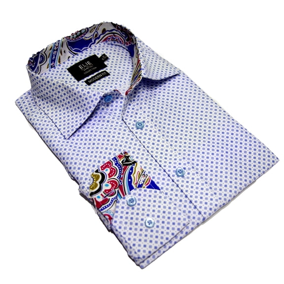 Elie Balleh White Diamond Grid Boy's Button Down Shirt