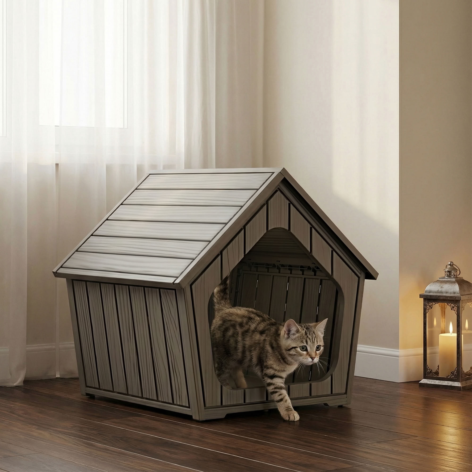 MAYEERTY Small Cute Cat Dog House, Tool-Free Installation Durable Pet House for Outdoor/Indoor