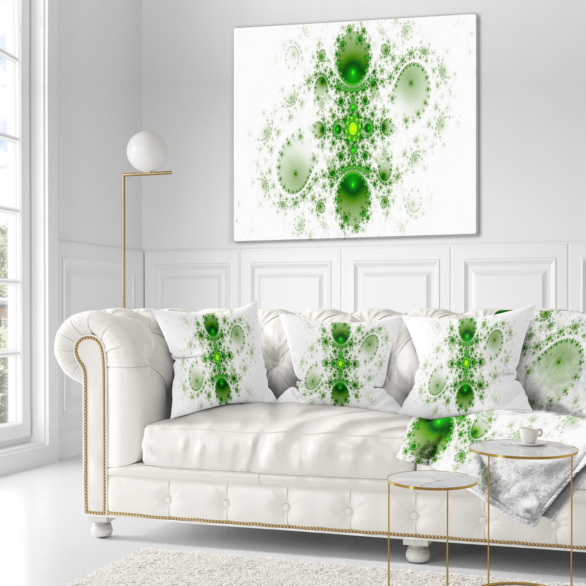 Designart Cabalistic Nature Green Fractal Art - Abstract Throw Pillow - 18x18