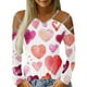 thumbnail image 1 of Blusa de mujer con cuello en V y estampado de amor, manga larga, sin tirantes, con hombros descubiertos Pompotops gfhjh22518, 1 of 5