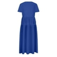 thumbnail image 6 of Sakmal Long Women Dresses T Shirt A Line Flowy Blue Dress Ruffle Crew Neck Dresses for Women, 6 of 6