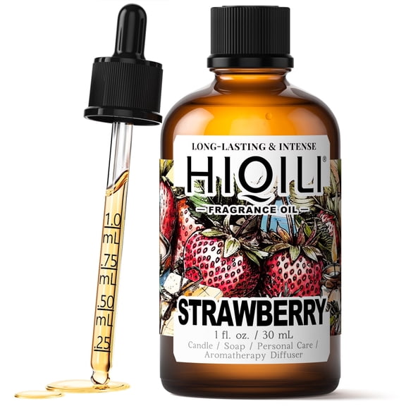 HIQILI Strawberry Fragrance Oil, 30mL Fruity Oil for Diffuser Humidifier Shampoo Diy Perfume Candles