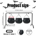 thumbnail image 4 of HUGFEGWE Witches Cauldron Witches Cauldron Set of 3 Mini Cauldron on Rack Black Plastic Witches Cauldron Halloween Candy Bowl Bucket for Halloween Party Hocus Pocus Decor CJB91-130031, 4 of 9