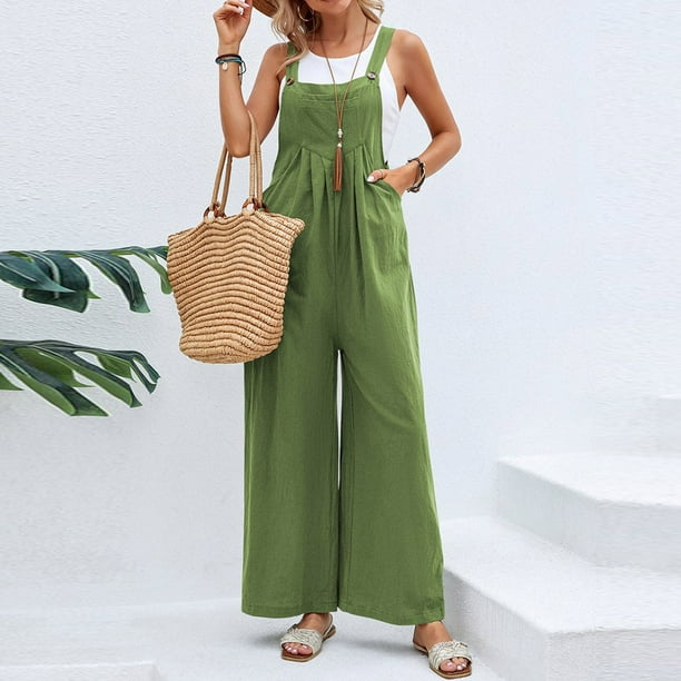 Wijhcboe 2025 Casual Pocket Women Romper Work Jumpsuit for Women