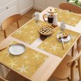 thumbnail image 5 of Vintage Ginger Yellow Starfish Placemats Set of 4 Summer Coastal Beach Marine Place Mats Indoor Wipeable Table Mats Washable Cloth Dining Table Placemats for Kitchen Holiday Party Decor 13x19 Inch, 5 of 9