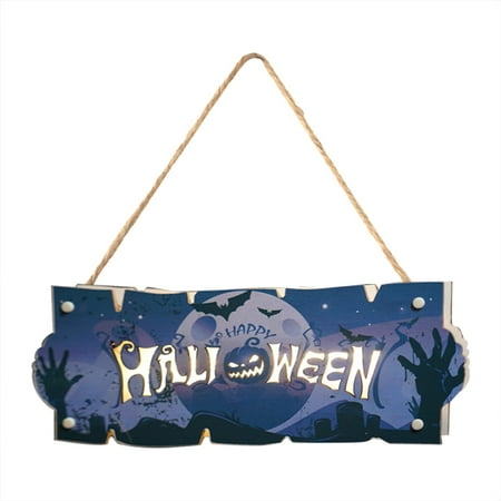 

ZMHEGW Halloween House Sign Listing Atmosphere Night Light Wall Crafts Decoration Wooden Pendant