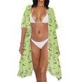 thumbnail image 3 of HELLHERO Pickled Cucumbers Long Kimono Swimsuit Cover Up Breathable High Quality Fabrics Quick Dry Bathing Suit Cover Up, 3 of 6