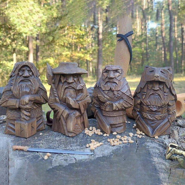 Estatua vikinga de resina de Odin Thor, adornos artesanales para decoración del hogar, jardín y exterior