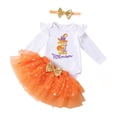 thumbnail image 3 of Toddler Halloween Dress Girl, Halloween Pumpkin Witch Print Baby Romper Girls Adorable Orange Bodysuit Pompom Skirt Toddler Outfit Set, Halloween Gifts, 3 of 7