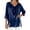 Z-Blue628, variant on Women's Blouse Loose Fit Cowl Neck Three Quarter Sleeve Solid Color Side Slit Casual Tee Spring Fall Cozy Female Tops
