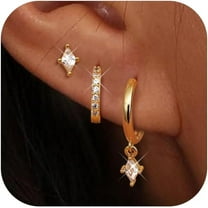 Gold Hoop Earrings Set For Women Hypoallergenic 18K Gold Plated Dangle Hoop Huggie Stud Earring Stacks Pack Dainty Earings Cartilage Piercing Jewelry Silver[Z1]