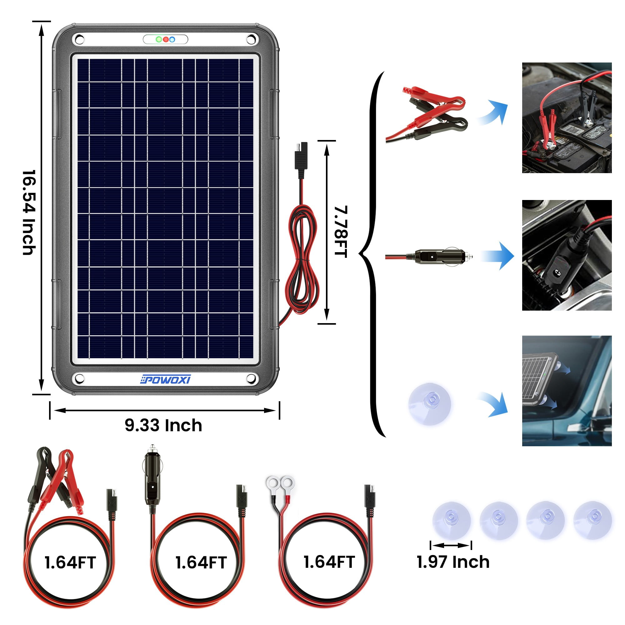 POWOXI Upgraded MPPT 12W Solar Battery Trickle Charger&Maintainer 12V Solar Panel Car Battery Trickle Charger Kit Portable Waterproof Built-in MPPT Charging Controller for 12 Volt Car RV Trailer Boat