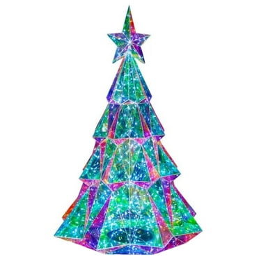 Pre-Lit Cool White LED Holographic Iridescent Christmas Tree, 20in