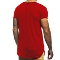 thumbnail image 3 of YYDGH Mens Running Short Sleeve Long T Shirt Longline Drop Tail Shirt Workout Casual Tee Red XXXL, 3 of 5