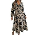 thumbnail image 1 of Robe pour Femmes Hiver Décontractée Imprimée Taille Cintrée Manches Longues Col en V, Robe Manches Longues pour Femmes, Robe d'Hiver pour Femmes, Robe Décontractée pour Femmes, 1 of 8