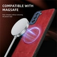 thumbnail image 6 of Allytechgroup Magnetic for Samsung Galaxy S21 FE Case, Compatible with MagSafe Support Magnetic Car Phone Mount PU Leather Slim Phone Case for Women Men for Samsung Galaxy S21 FE, Winered, 6 of 10
