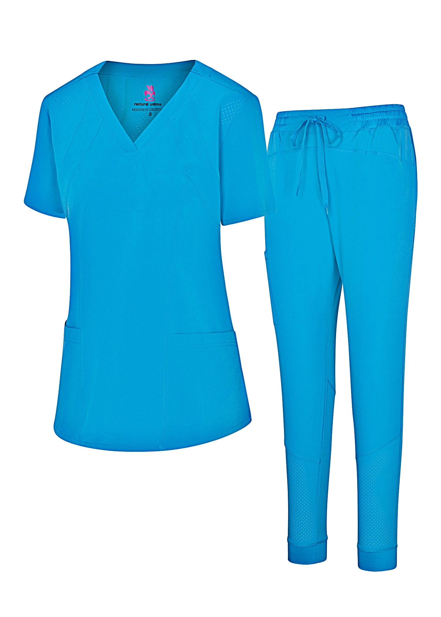 Natural Uniforms Women's Jogger Scrub Set 8 Pocket Cool Stretch Uniform ...