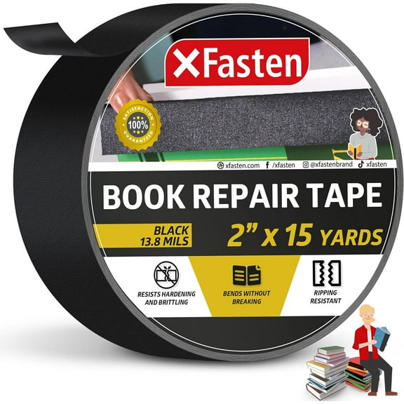 XFasten Black Book Repair Tape 2-Inch by 15-Yard