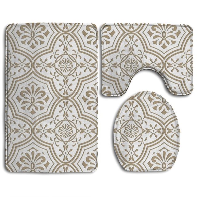 ABPHQTO Vector floral Juego de alfombras de baño de 3 piezas Alfombra de baño Alfombra de contorno y tapa de inodoro