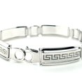 thumbnail image 4 of Men's 10k White Gold Greek Key Design Bracelet 9", 4 of 5