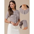thumbnail image 2 of DARING DIVA Women's Short Sleeve Button Down Cable Knit Dressy Sweater L Grey, 2 of 6