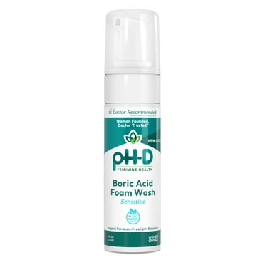 pH-D Feminine Health Boric Acid Sensitive Foam Wash, pH Balanced Feminine Wash, 6 fl oz, 1 Count