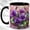 Black, variant on Purple Pansy Coffee Mug, Stained Glass Flower Mug, Ceramic 11 oz