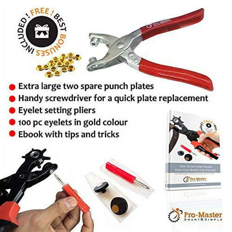 TOWOT Belt Hole Puncher Kit, Upgraded Version Leather Hole Punch for Belt, Saddles, Shoes, Fabric, DIY & Craft Projects, 6 Holes Heavy Duty Rotary
