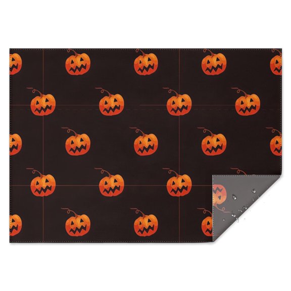 Black Halloween Pumpkins Rectangle Tablecloth 60"x84",Waterproof Polyester Rectangle Table Cloth, Wipeable Spillproof Polyester Tablecloth for Dining, Camping, Indoor and Outdoor