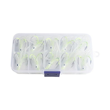LIVEST 10Pcs Sharp Barber Hanging Hole Compact four-claw Lure Hooks Soft Silicone Luminous Octopus Bait Squid Skirt Jigging Hook Fishing Supplies