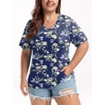 thumbnail image 2 of DreamFish Women's Plus Size Tops V Neck T Shirts Summer Short Sleeve Oversized Tees Casual Loose Fit Tunic, 2 of 6