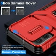 thumbnail image 3 of Phone Case for Motorola Moto G Play 4G 2024 with Sliding Camera Cover, with 360° + 100° Free Rotation Metal Finger Ring Bracket, Fit Magnet Car Mount, 2 In 1 Cover for Moto G Play 4G 2024, Red, 3 of 8
