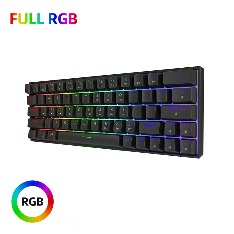 Customer reviews: Ractous RTK63 60% Mechanical Gaming Keyboard  True RGB Backlit Type-C Wired ABS doubleshot keycap 63Keys Portable Mini  Ultra-Compact Keyboard with Full Key Programmable-White(Red Switch)