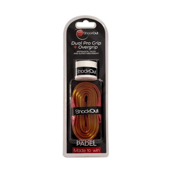Grip Y Overgrip ShockOut Pro Fucsia Amarillo con Absorción de Impactos para Deportes de Raqueta