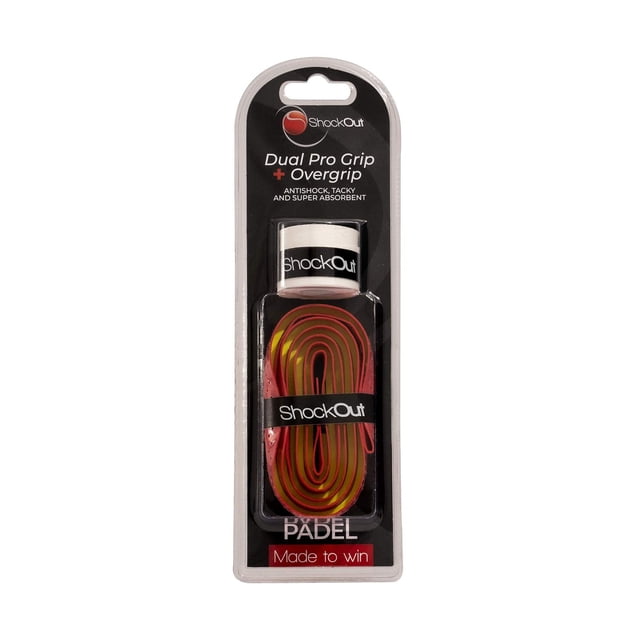 Grip Y Overgrip ShockOut Pro Fucsia Amarillo con Absorción de Impactos para Deportes de Raqueta