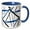 Blue/White, variant on 3drose, Seamless Abstract Mint and Black Strips Cut Out Pattern, 11oz Mug