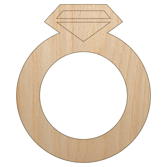 Jewelry Diamond Ring Wood Shape Unfinished Piece Cutout Craft DIY Projects - 4.70 Inch Size - 1/8 Inch Thick