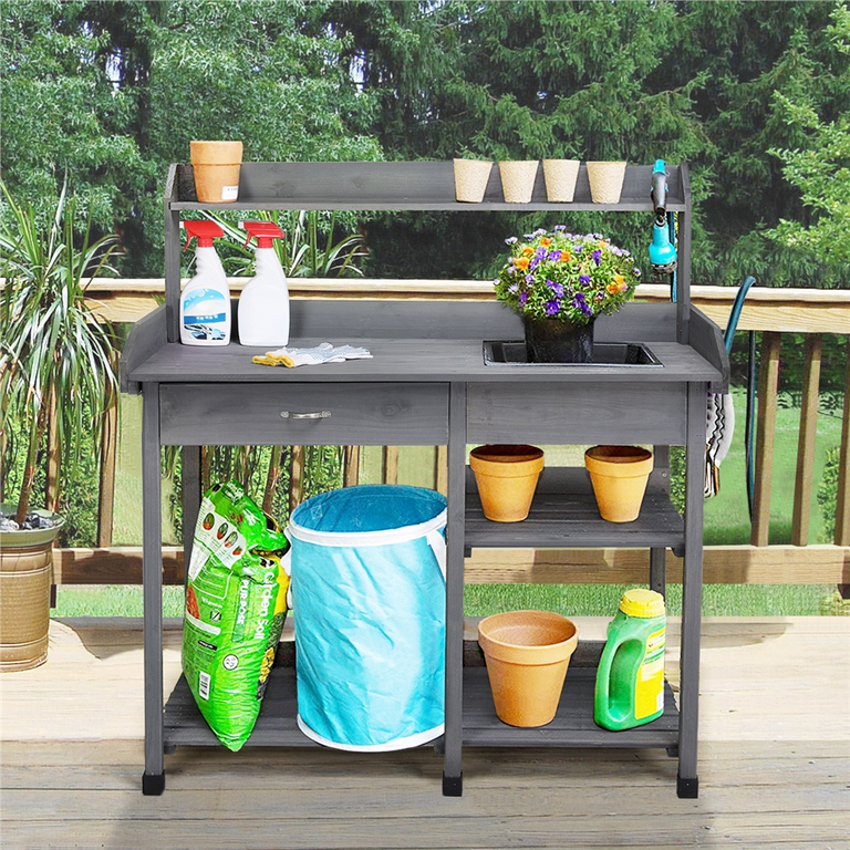 Spray Painted Potting Bench