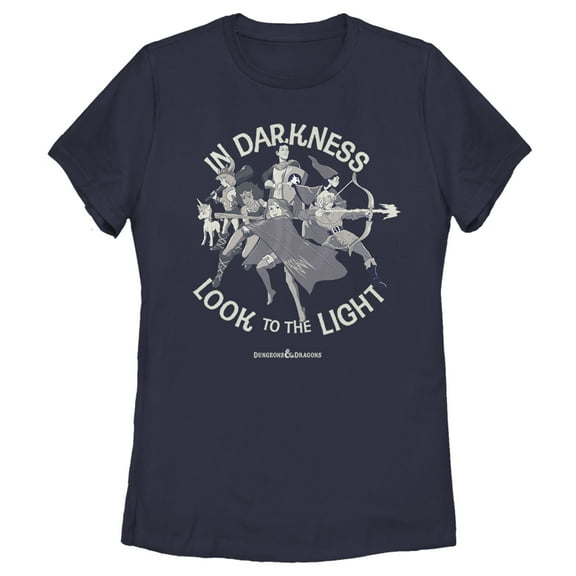 Women's Dungeons & Dragons In Darkness Look to Light Cartoon Graphic Tee Navy Blue Large