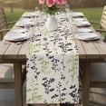 thumbnail image 4 of Grey Green Botanical Table Runner - 60 Inch Long Rustic Country Spring Floral Summer Leaf Cotton and Linen Blended Dress Scarves Farmhouse Table Runner for Kitchen Dining, Coffee Table, 13" x 60", 4 of 8