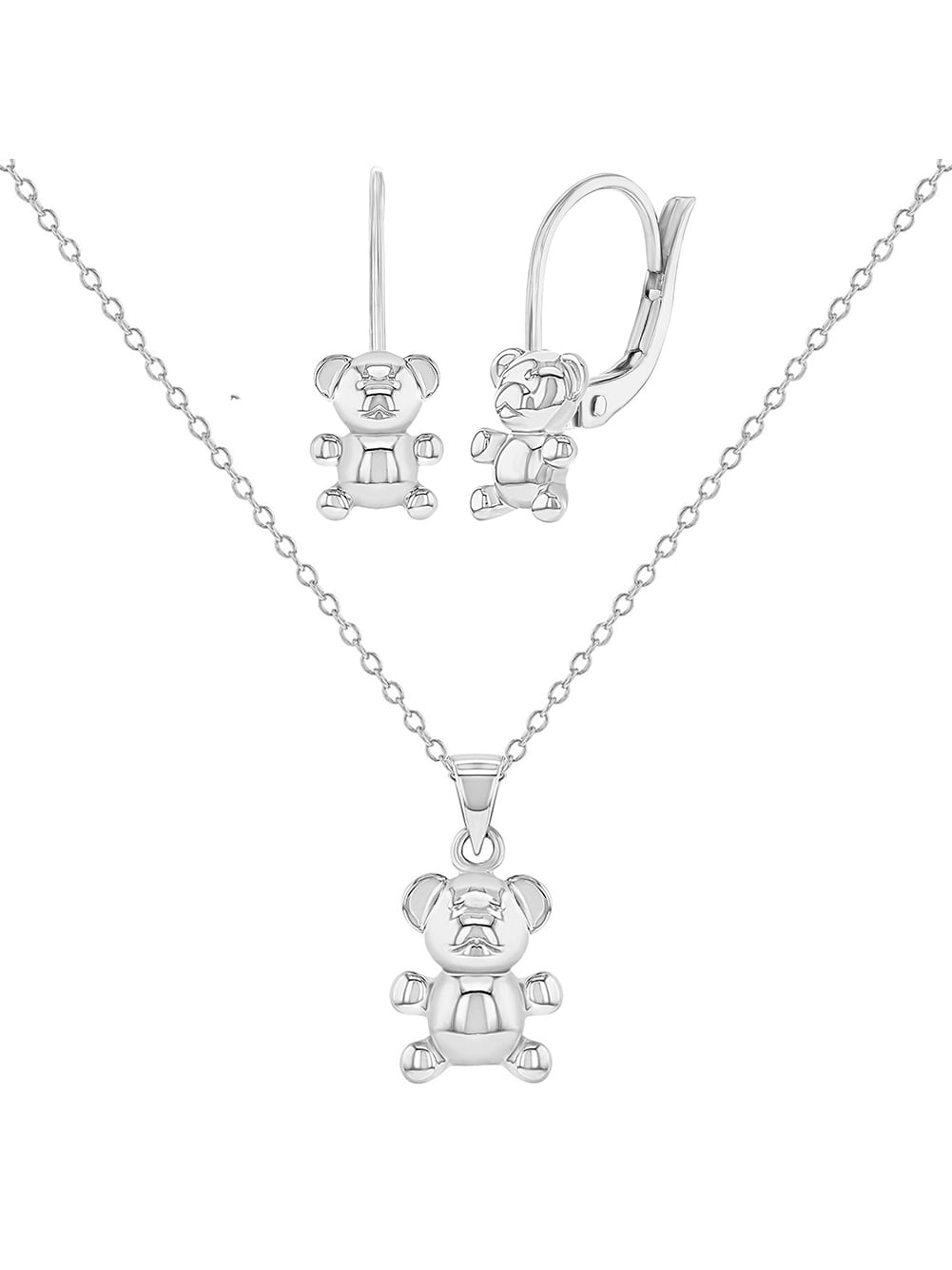 Silver Teddy Bear Ear Studs 925 Sterling Girls Jewelry
