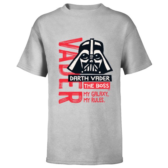 Star Wars Darth Vader The Boss My Galaxy My Rules - Short Sleeve T-Shirt for Kids - Customized-Athletic Heather