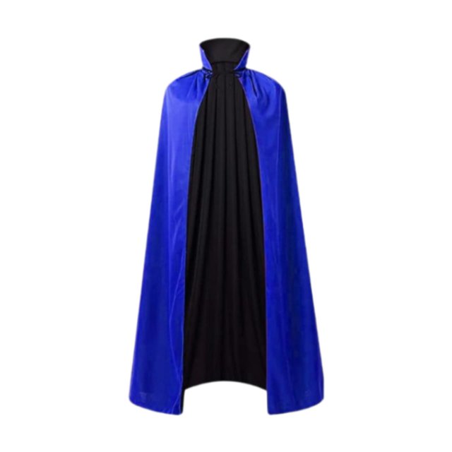 Capa de Halloween de doble cara, capa de para cosplay, túnica larga y ligera de mago Negro Azul