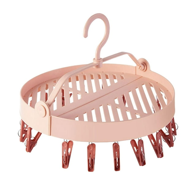 DOLITY Hanging Drying Hanger Rotatable Folding for Socks Towels Underwear Pink